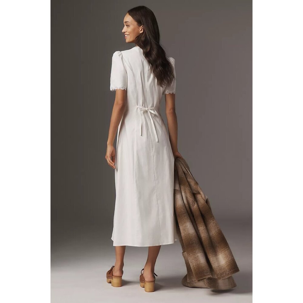 REFORMATION Alida Organic Cotton Button-Up Midi Dress in White Size US 4 - Picture 15 of 15